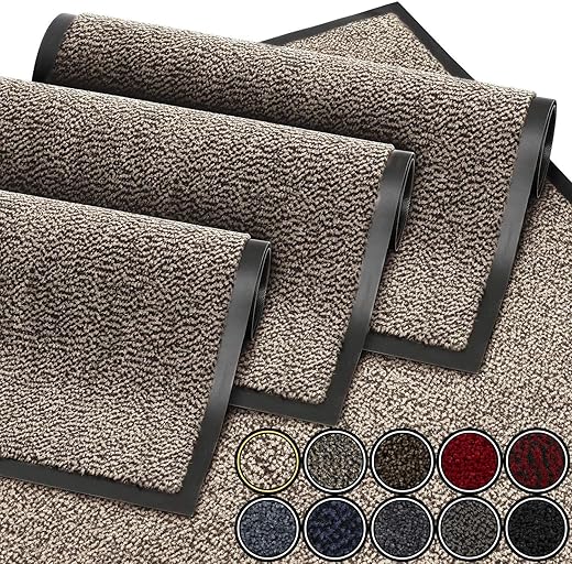 GadHome Deurmat Beige grijs 90x120 cm | entree deurmat waterdicht wasbaar...