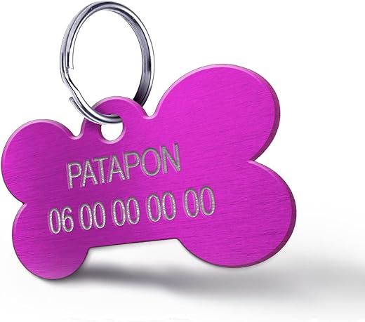 Hondenpenning voor honden en katten, gegraveerd, 1 tot 2 lijnen, 8 kleuren...