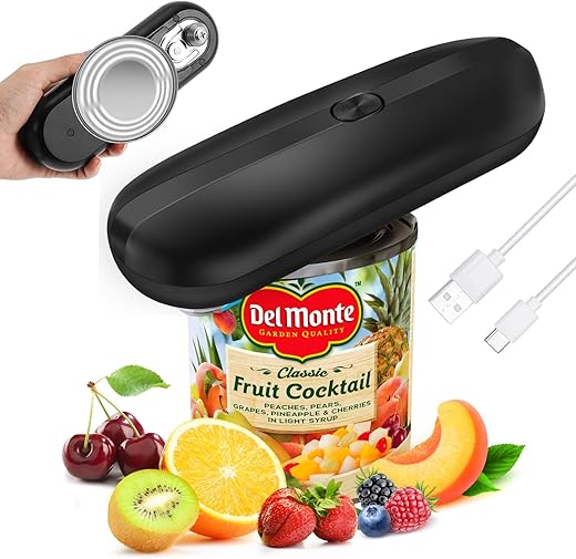 Bestcool Electric Can Opener, One Touch Can Opener for Arthritic Hands Automatic Refillable Jar Opener Opens All Shapes of Canned for Cooks and People (Black)