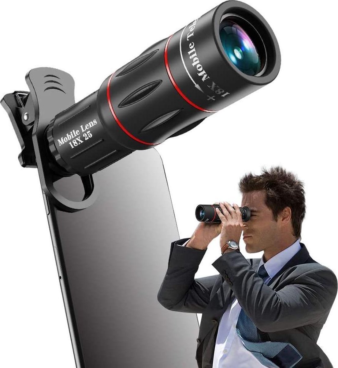 18X Smartphone-Telelens - Met uitschuifbare Tripod Statiefhouder