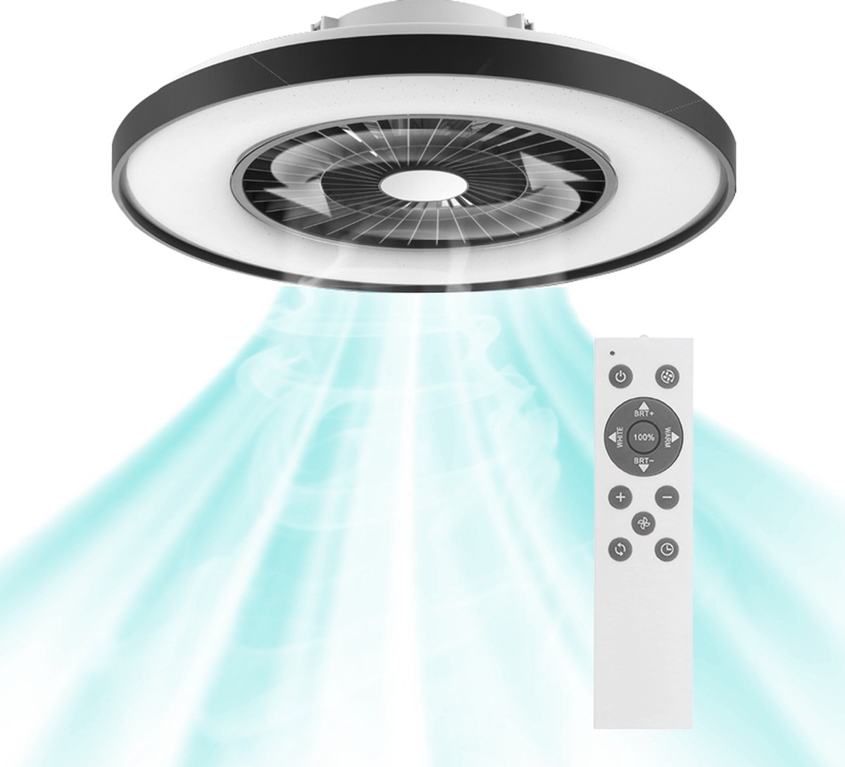 3D Air LED Plafondlamp Zwart met Ventilator - Winter en zomerstand met Full...