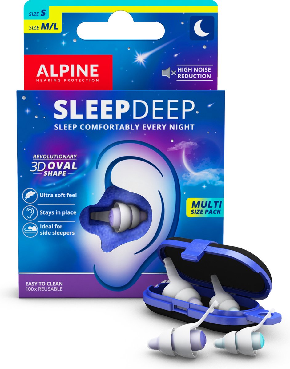 Alpine SleepDeep Multisize- Oordoppen - slapen- comfortabel en hoge demping -...