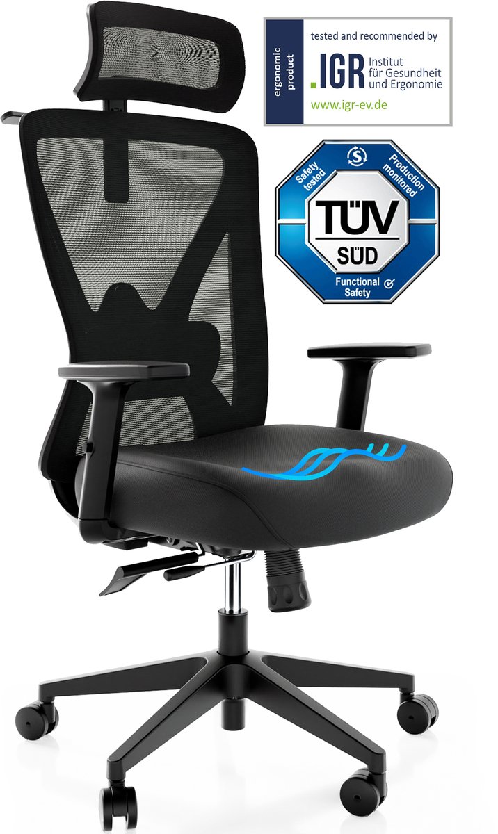 Backerz® Ergonomische Bureaustoel voor Volwassenen Volledig Verstelbaar -...