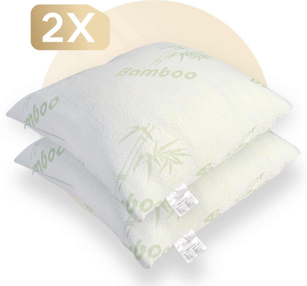 De 5 beste bamboe kussens voor een optimale nachtrust 2 Bamboe kussen - Bamboo Kussen - Cool Comfort - ZAZA Origineel Bamboekussen voor een ideale nachtrust - Zacht, Koel en Druk verlagend - 50 x 60 CM