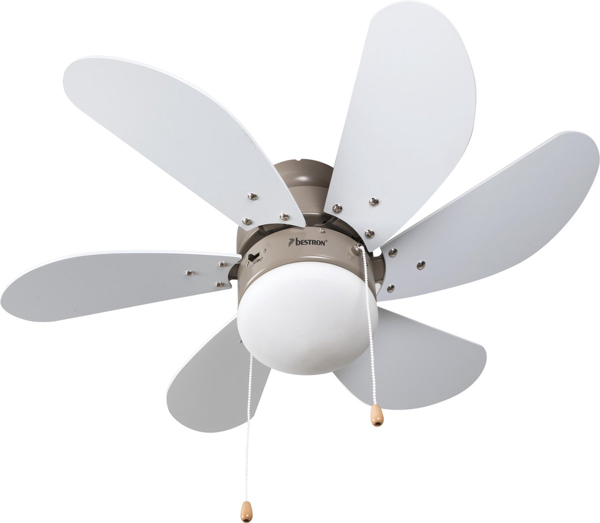 De 5 beste plafondventilators voor optimale verkoeling 1 Bestron Plafondventilator met verlichting, 3 snelheden & grote spanwijdte van Ø75 cm, incl. Zomer-/winterfunctie, 50 W, DC30T, kleur: ahorn/wit