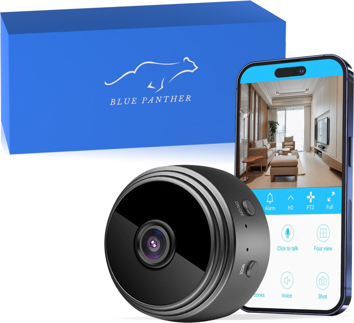 Blue Panther Spy Camera - Spy Cam - Verborgen Camera - Mini Camera - Wifi met...