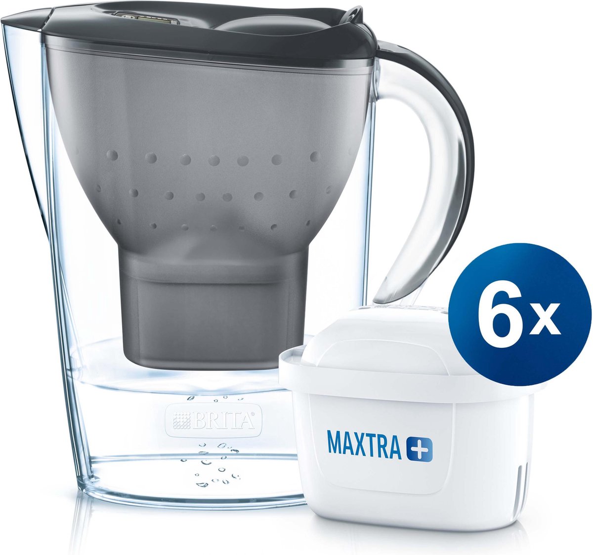 BRITA - Waterfilterkan Marella Cool - 2,4L - Grijs - incl. 6 MAXTRA+ Waterfilterpatronen - Voordeelverpakking