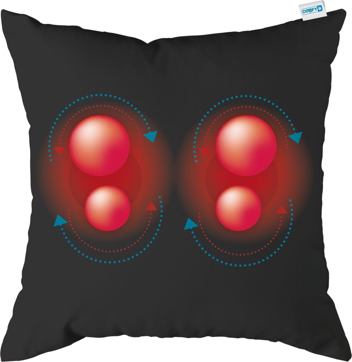 Comfy massagekussen | zwart | massageapparaat met infrarood warmtefunctie | adapter voor auto