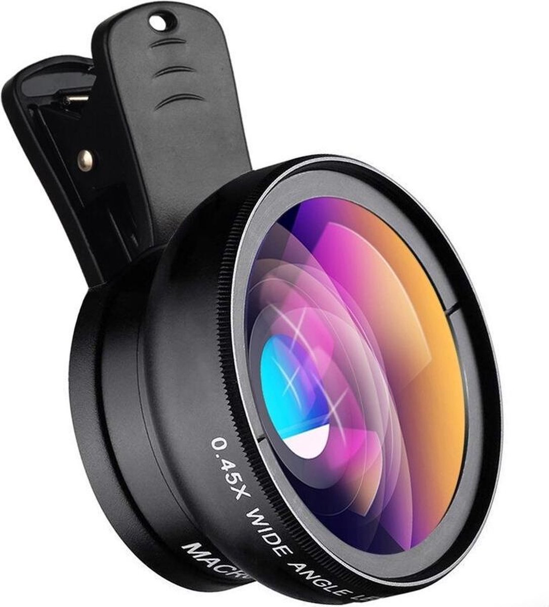 DrPhone APEX APL-0.45WM 2 in 1 Groothoek & Macro lens loep - Wide Angle & Macro - HD Lens - Maak Professionele Foto's met Smartphone en Tablet