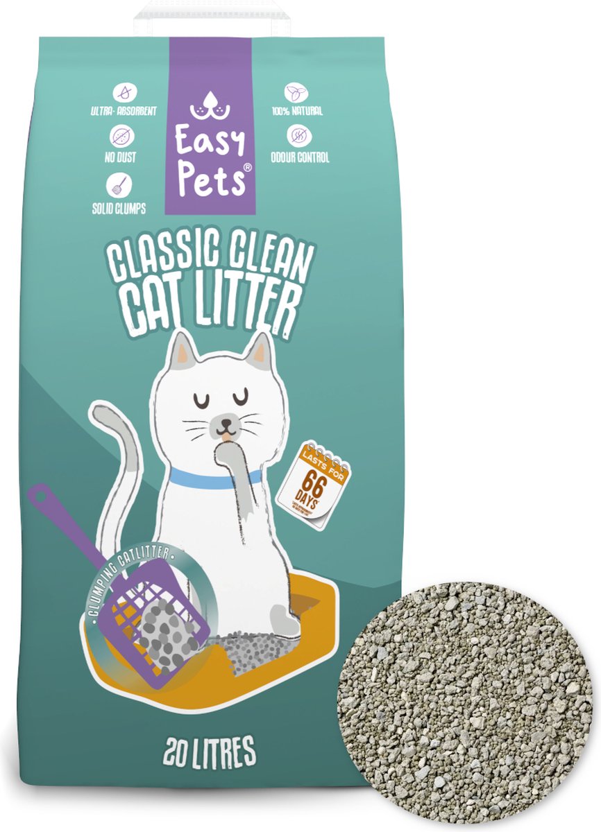 Easypets Classic 5in1 Kattenbakvulling - 20L - Klontvormend kattengrit -...