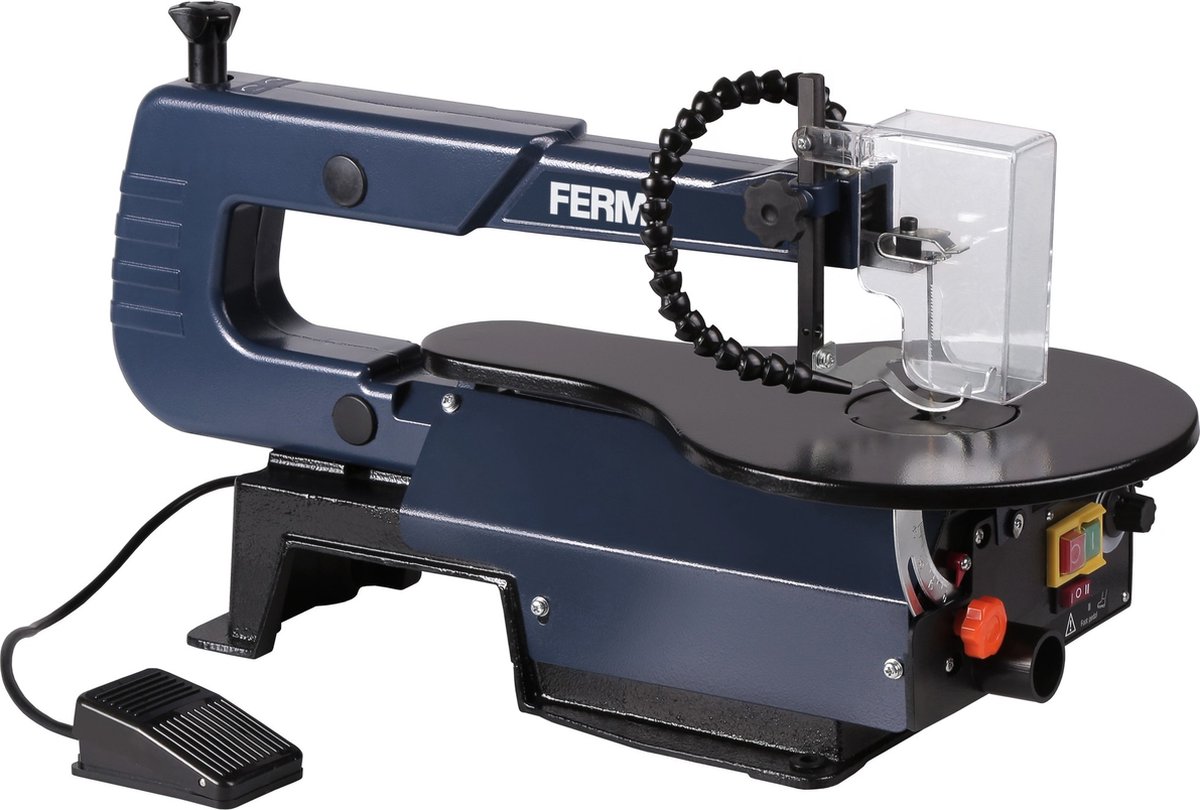 FERM - SSM1007 - Figuurzaagmachine - 120W - Variabele snelheidsinstelling - Voetpedaal - Snelspanhendel - inclusief - 6 zaagbladen