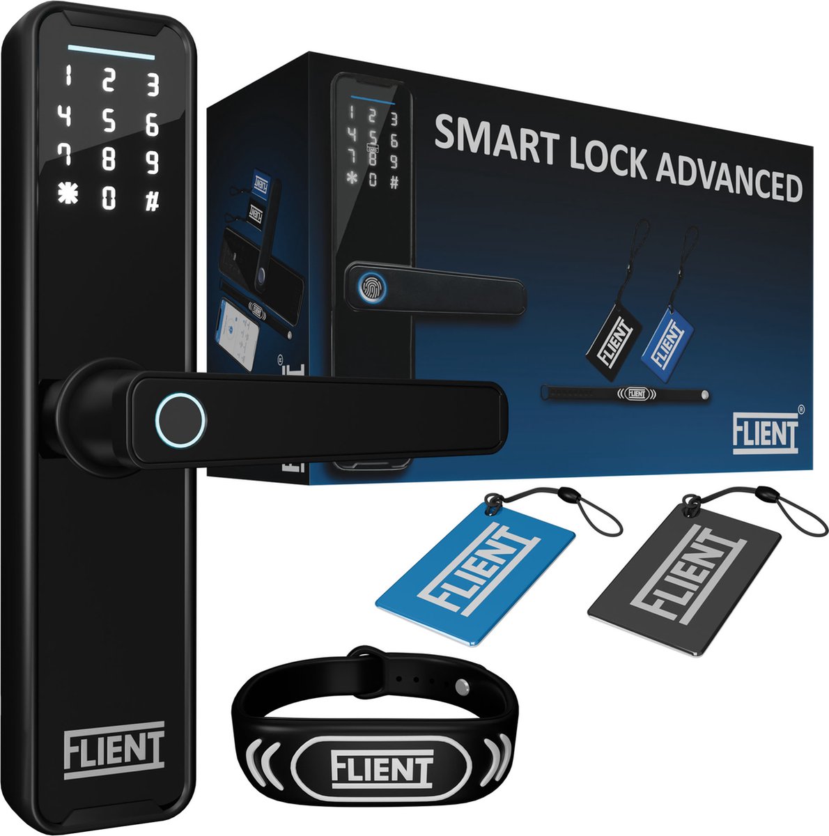Flient® Smart Lock Advanced - Slimme Deurslot - Deurklink met Vingerafdruk -...