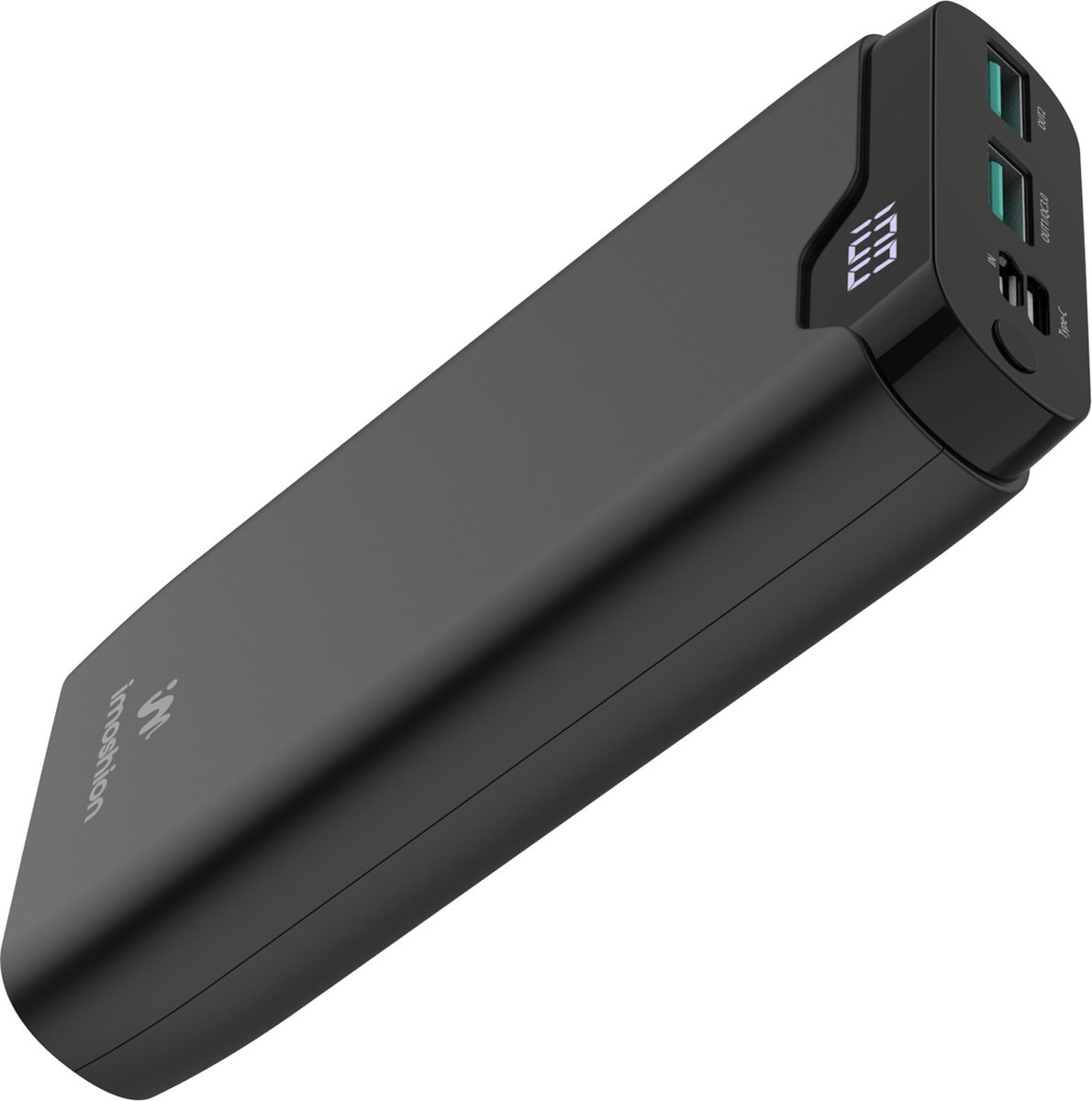 iMoshion® Powerbank 20000 mAh - Snellader & batterij LED-display - USB A, USB C & Micro USB - Universele Powerbank voor o.a. Apple iPhone & Samsung - 18 Watt - Zwart