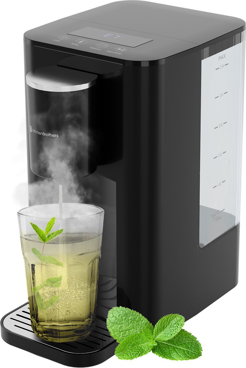 KitchenBrothers Heetwaterdispenser - 2,9L - Touch Display - Heetwatertap - 2600W - Zwart