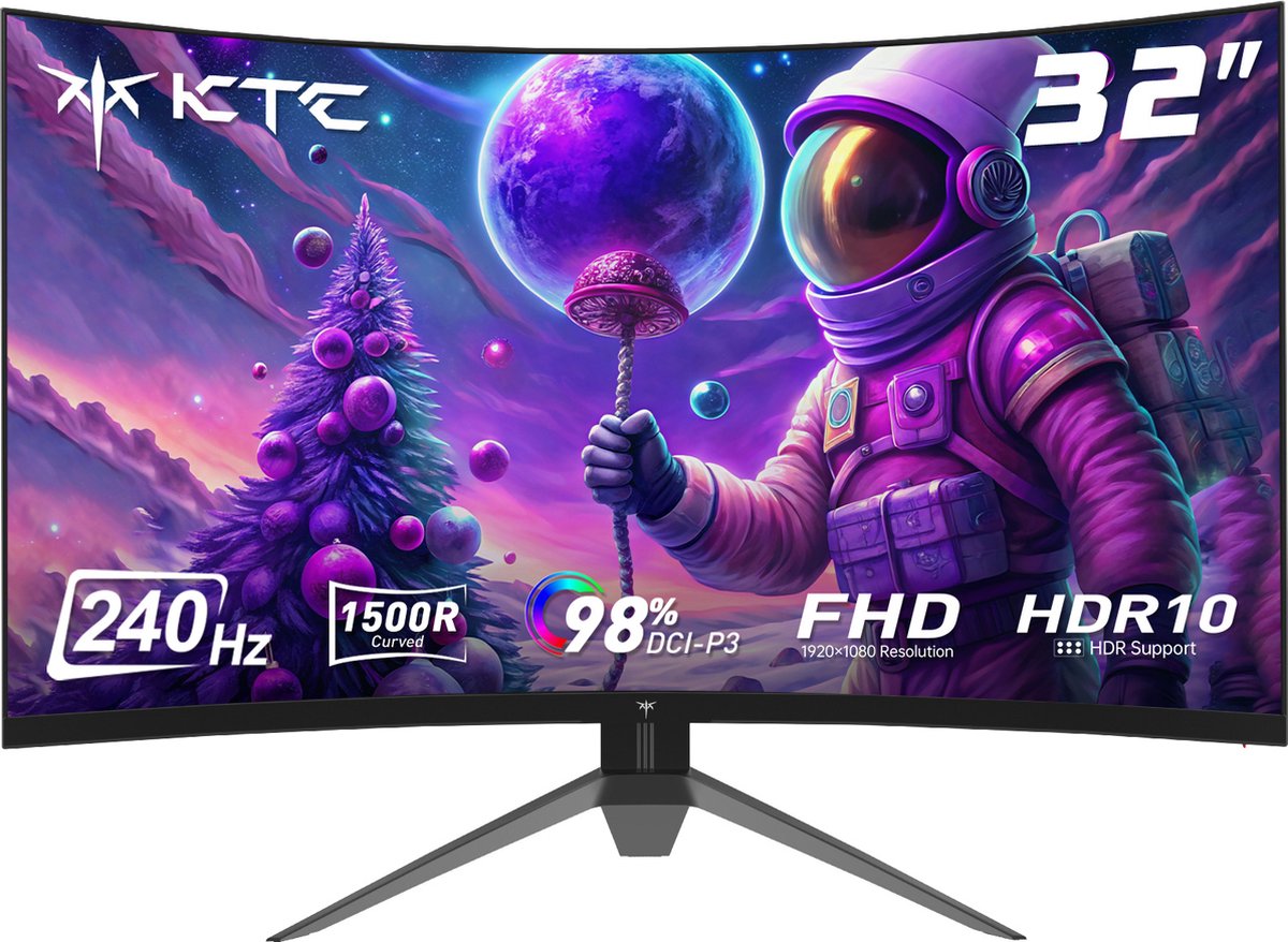 KTC H32S17F 32'' Curved Gaming Monitor, 1920*1080 HVA Paneel, 240Hz Refresh...