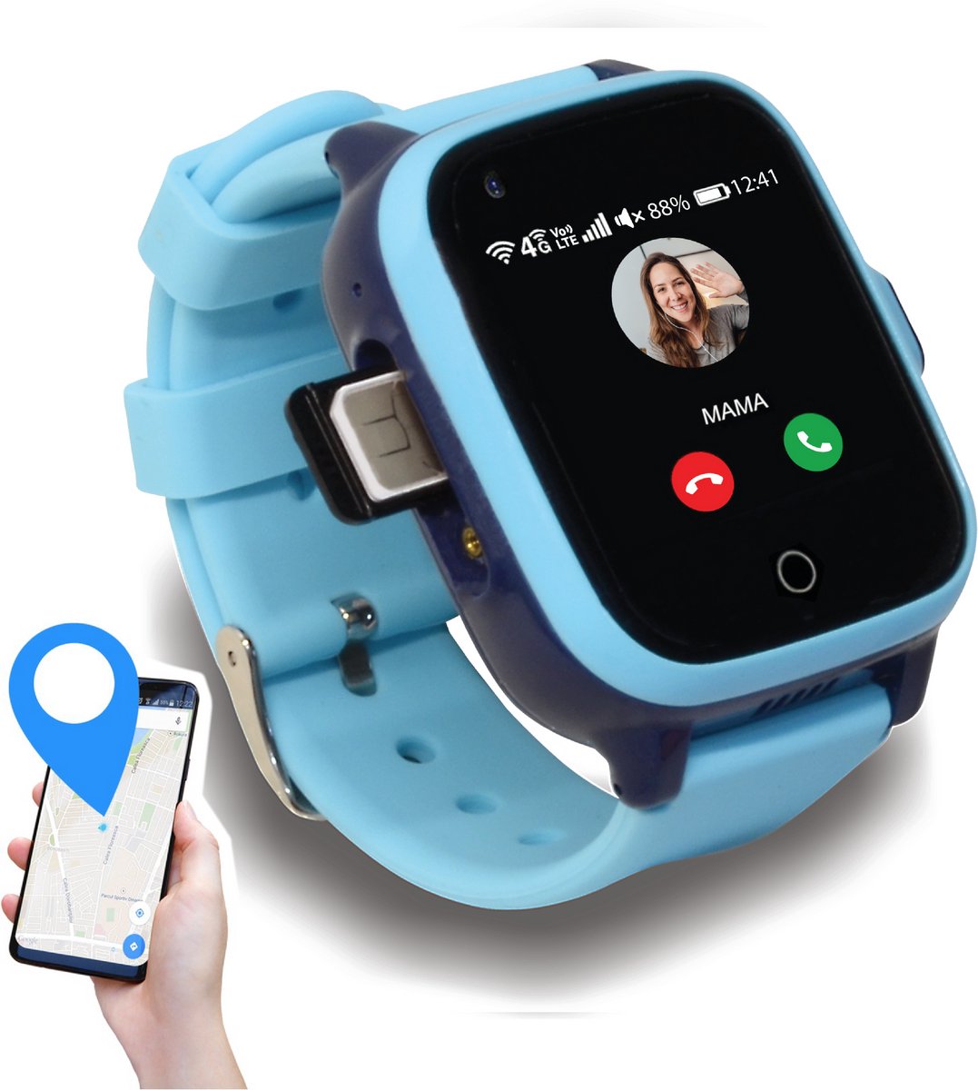 KUUS. W2 - Smartwatch voor kinderen, GPS horloge kind, kinder GPS tracker -...