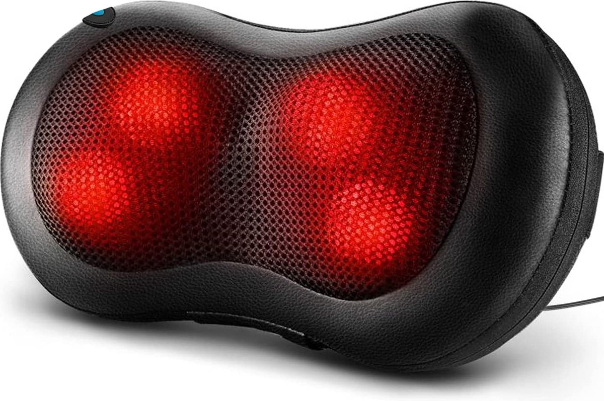 LifeGoods Shiatsu Massagekussen - Elektrisch Nek en Rug Massage Apparaat - Warmte Functie – Zwart