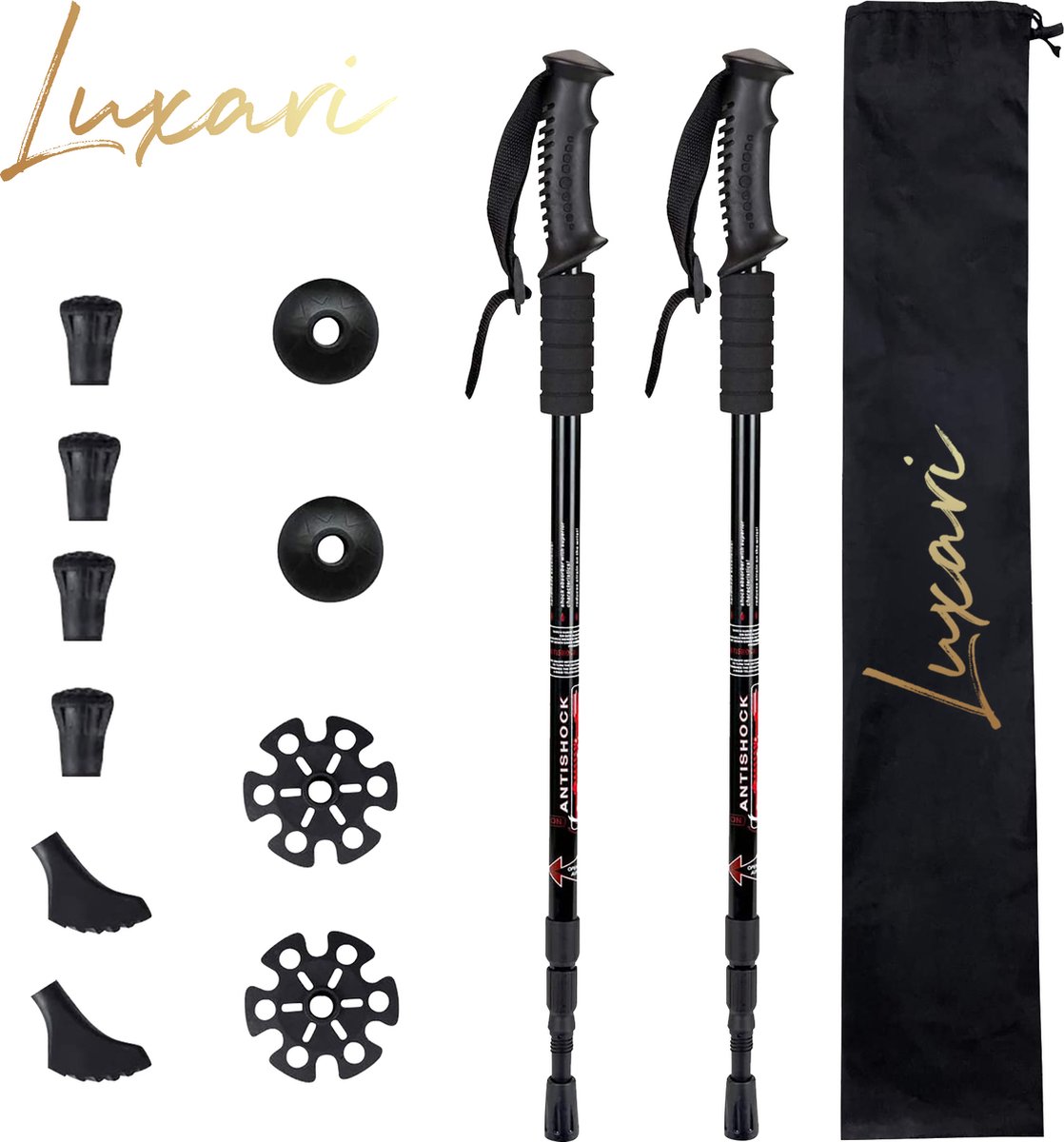 Luxari - Pro Nordic Walking - Anti-Schock Functie - Telescopisch Verstelbaar...