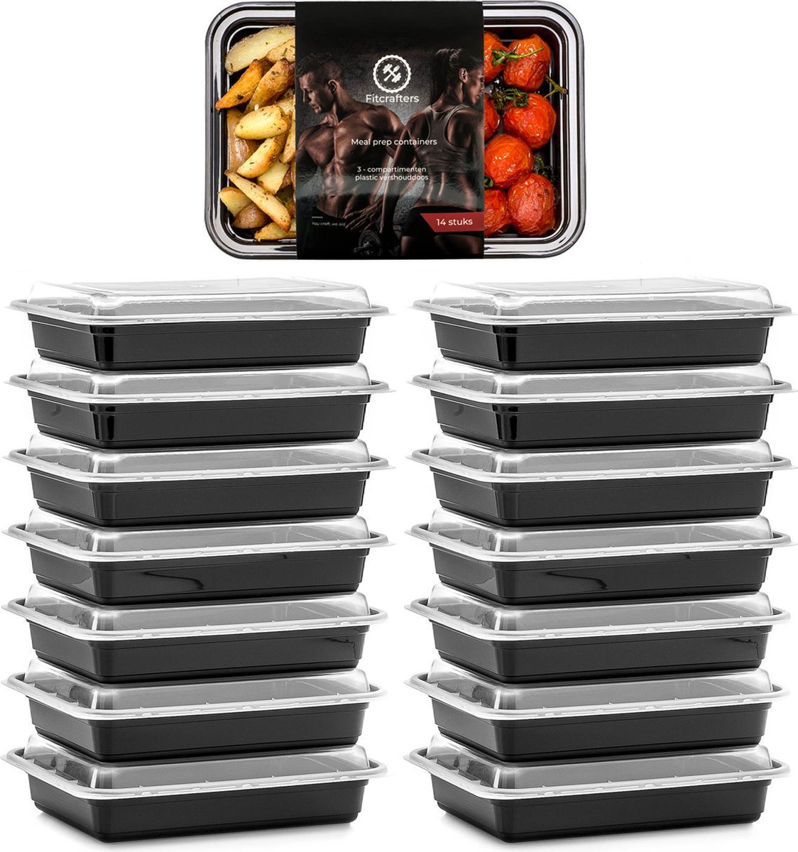De 5 beste meal prep bakjes voor gezond eten 4 Meal Prep Bakjes - 14 stuks - 1 compartiment - Lunchbox - Diepvriesbakjes - Vershoudbakjes - Plastic Bakjes Met Deksel - Magnetron Bakjes Met Deksel - Meal Prep - Vershouddoos - 1L - BPA vrij – Fitcrafters