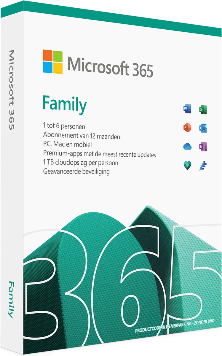 Microsoft 365 Family (One-Year Subscription; Up to 6 people) - Dutch