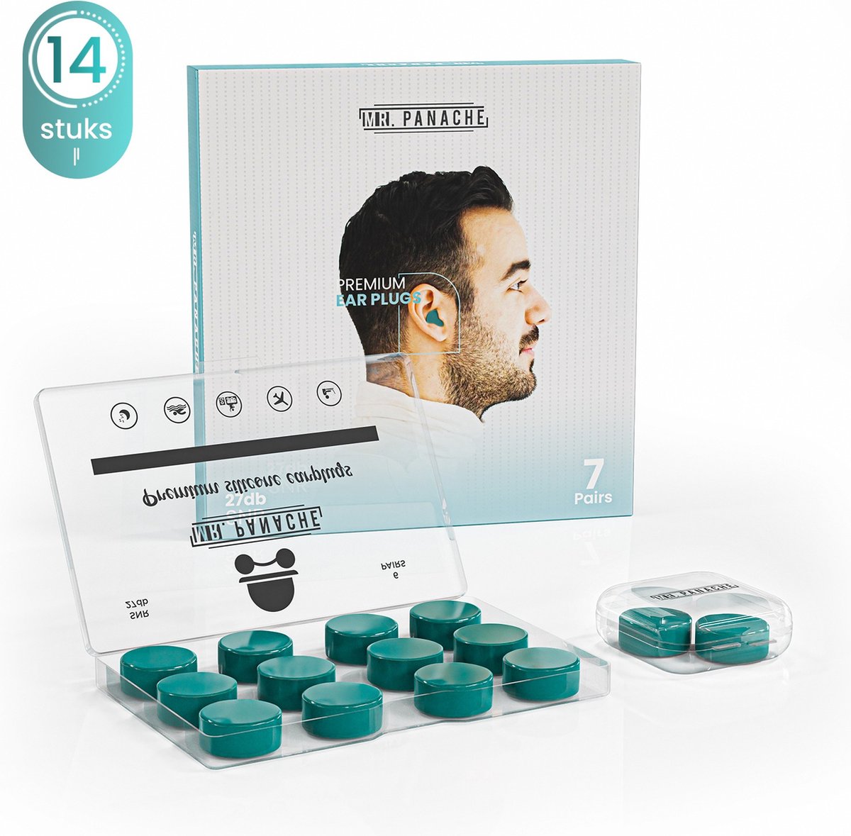 De 5 beste oordoppen tegen snurken om te kopen 2 MR. PANACHE Siliconen Oordoppen (14 Stuks) - Oordopjes slapen - Maximale geluidsdemping (27dB) - Ideaal voor zijslapers - One size fits all - Sleep Earplugs - Zwem oordopjes
