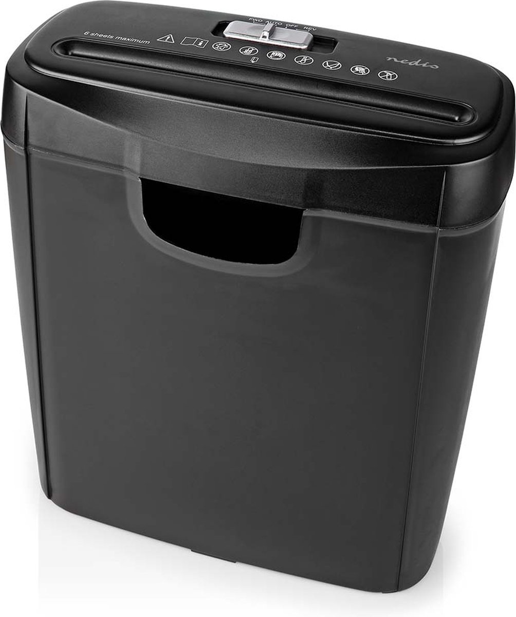 Nedis Papierversnipperaar - 6x A4-pagina's - 10 l - Veiligheidsnorm: DIN 2 - 190 W - Zwart