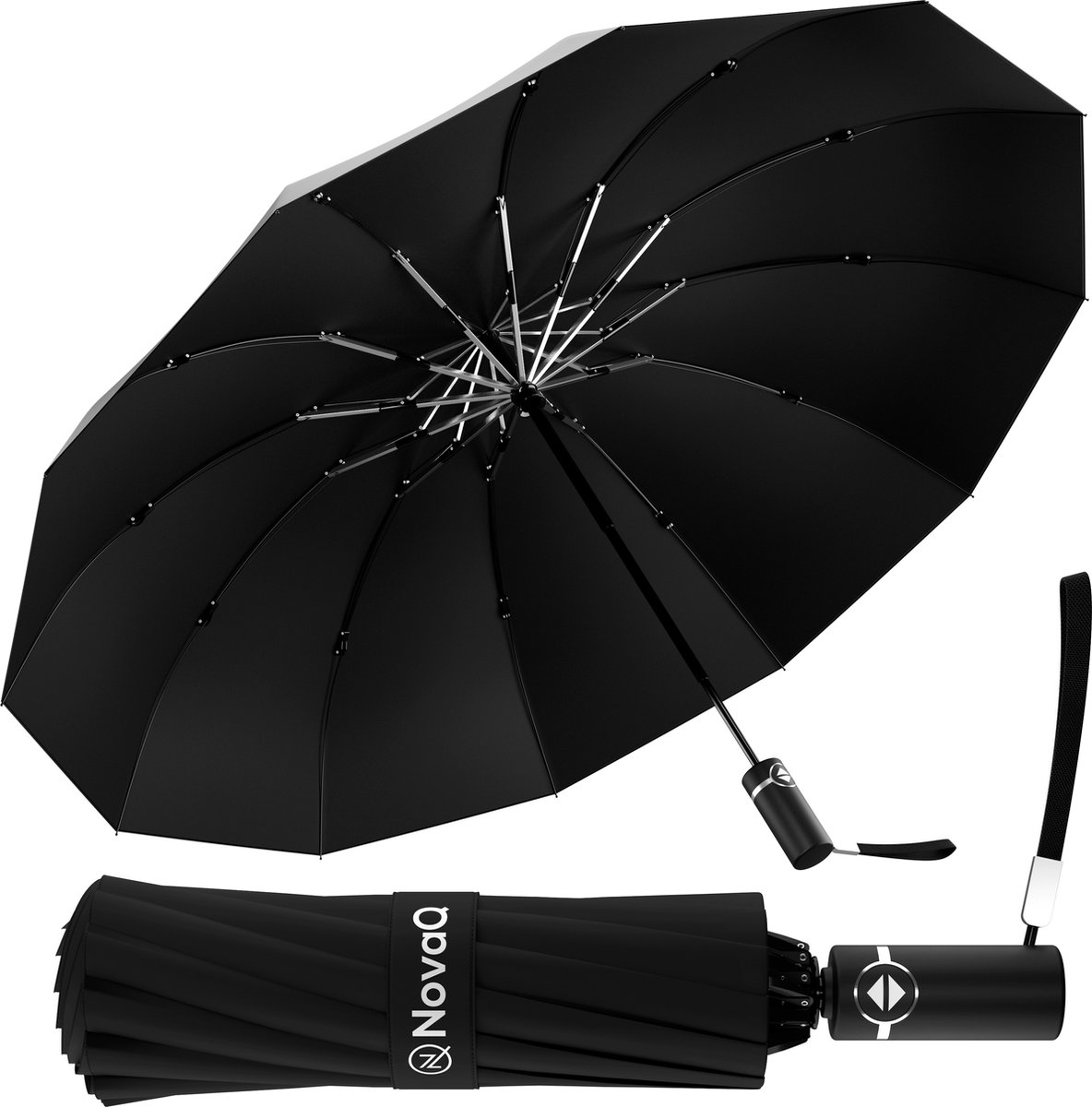 NovaQ Stormparaplu Opvouwbaar met Beschermhoes - Grote Paraplu 110 CM -...