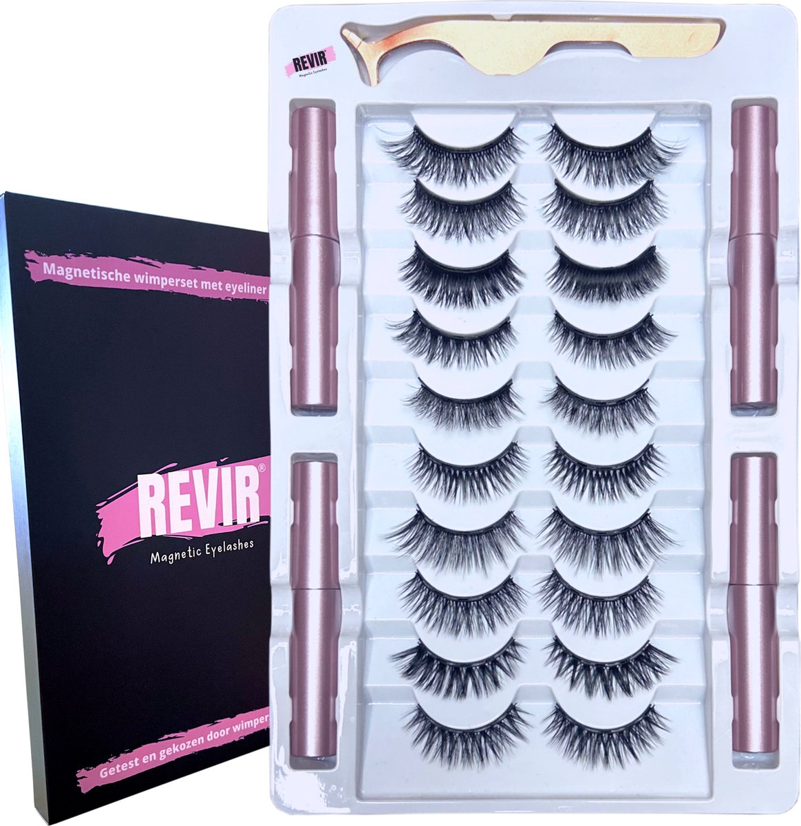 REVIR® Magnetische Wimpers - Nepwimpers - Wimperset Van 10 Wimpers 4 Eyeliner...