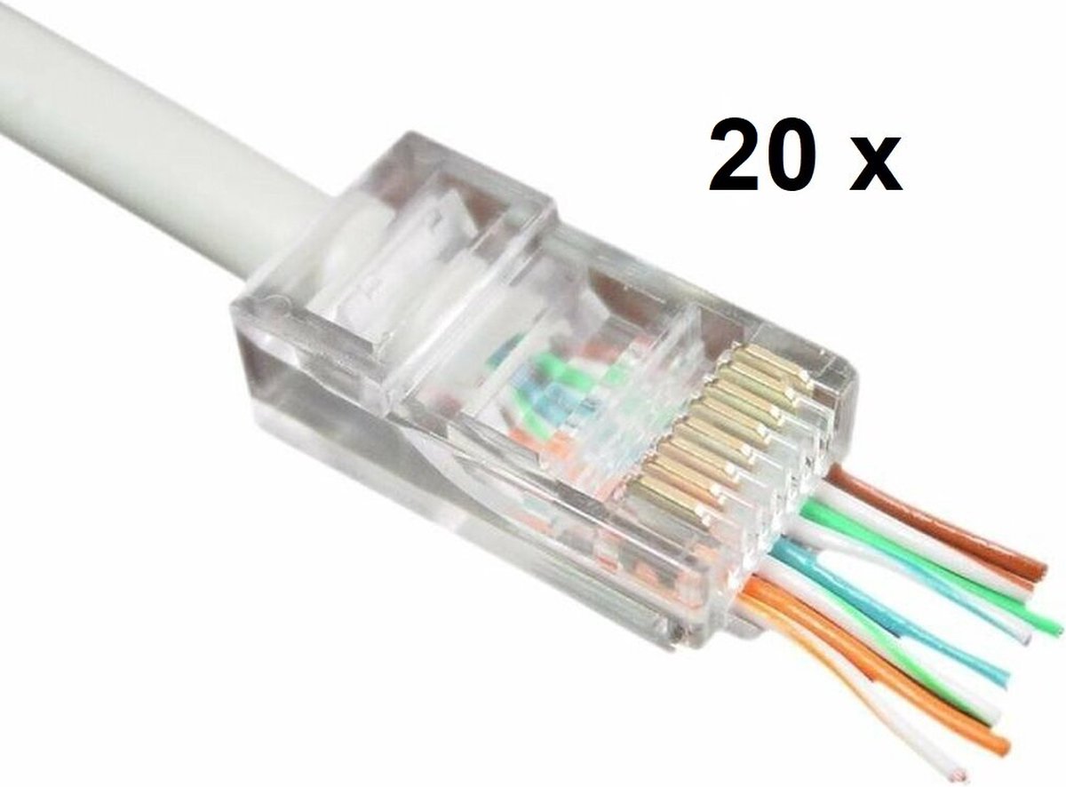 RJ45 connector Cat6 FTP Voor stugge en soepele kern, Doorsteekmontage 20 stuks