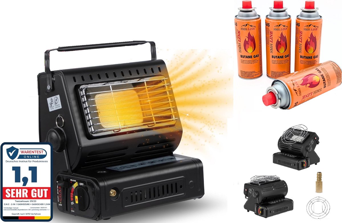 SMH LINE® Gaskachel - Draagbare - 2 in1 - Camping gaskachel - Kacheltje -...
