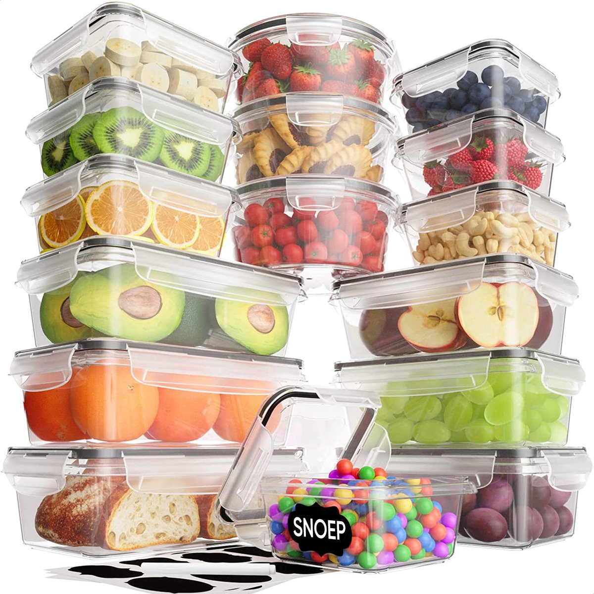 De 5 beste meal prep bakjes voor gezond eten 1 Strex Vershoudbakjes - Meal Prep Bakjes - Plastic Diepvries Bakjes - Met Deksel - 18 Delige set - BPA Vrije Magnetronbakjes