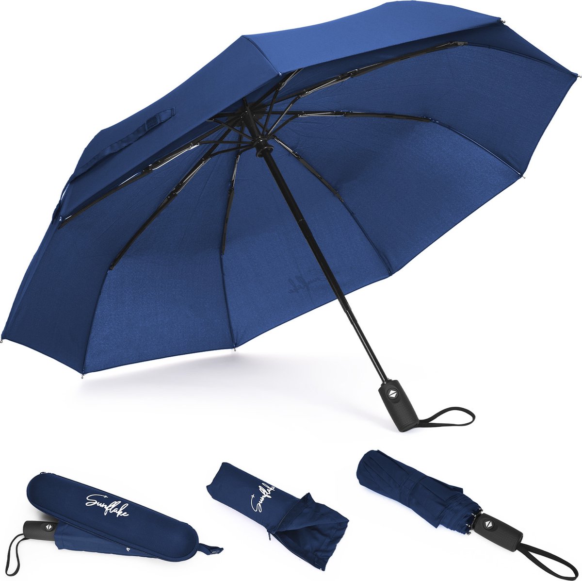 De 5 beste stormparaplus: bescherm jezelf tegen de elementen 1 Sunflake Stormparaplu Opvouwbaar - Stormbestendig tot 140km/u - Automatisch Uitklapbaar - Incl. Beschermhoes en Reisetui - Blauw