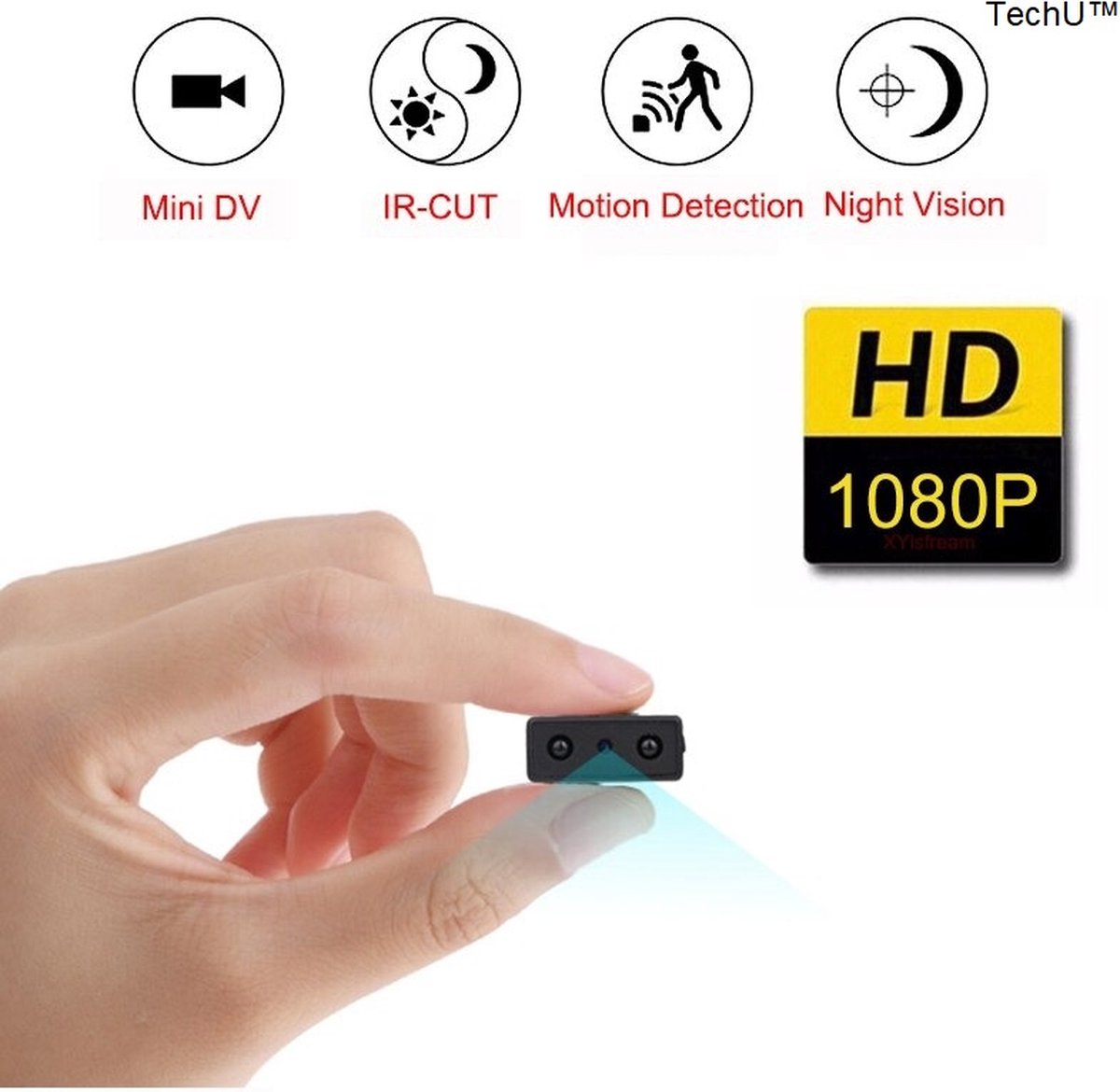 TechU™ Spycam Geheime Mini Camera – Mini Security Camera – Nachtzicht...