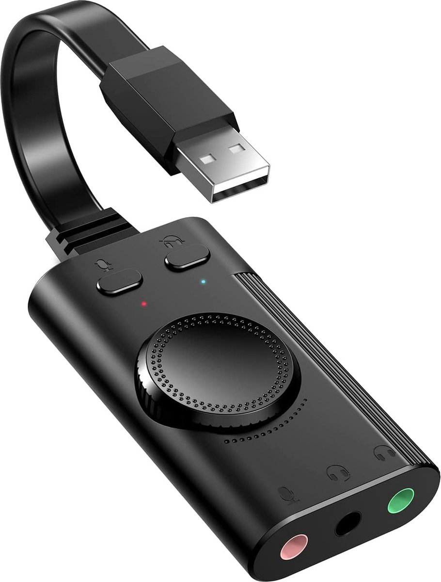 Tecknet USB naar Audio Adapter | Externe Stereo Sound Adapter Aluminum | externe geluidskaart | 3.5mm audio poorten