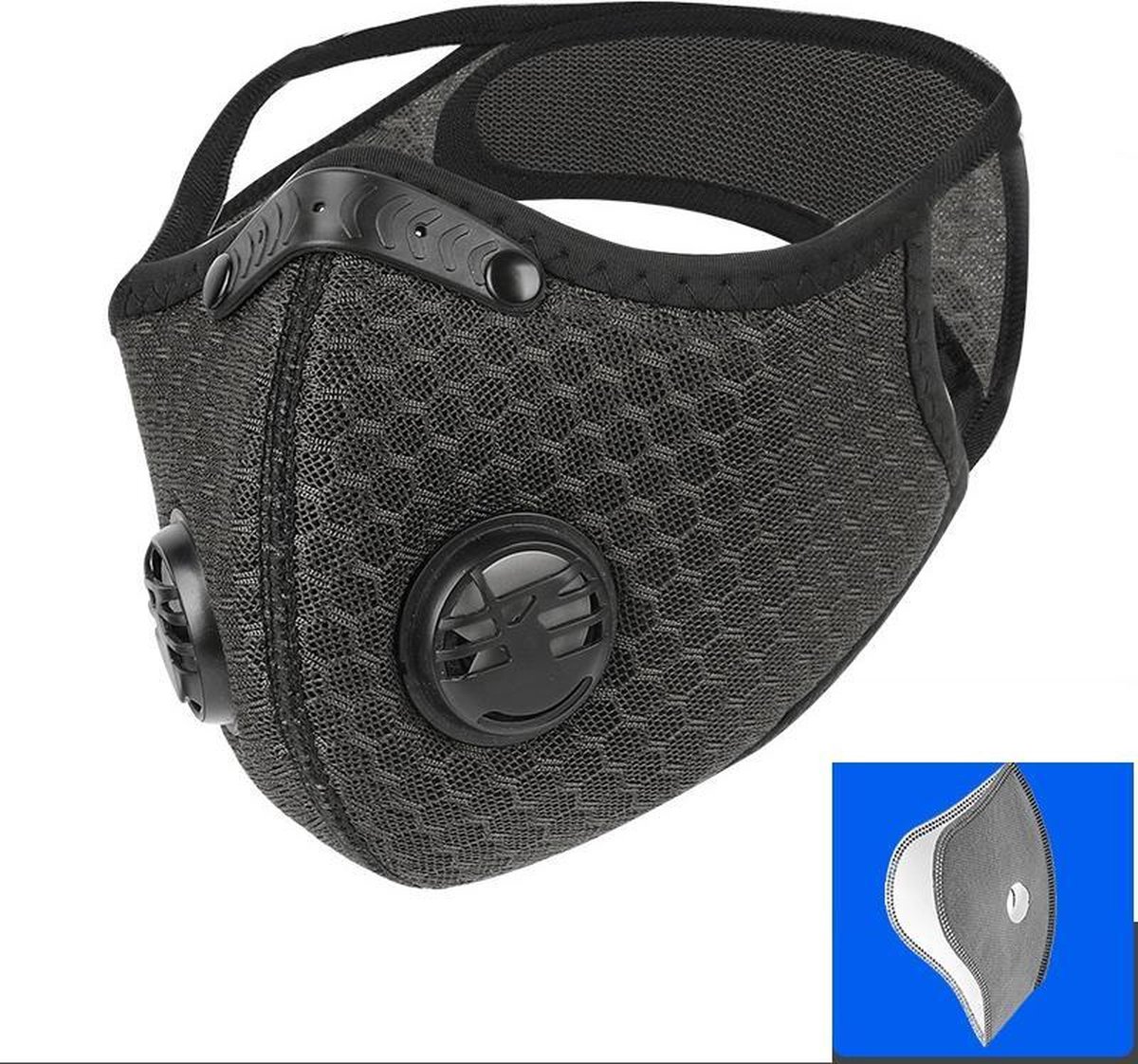 Trainingsmasker - Herbruikbaar sportmasker - inclusief geactiveerd carbon filter - anti virus- anti stof - fietsmasker - krachttrainingsmasker - hardloopmasker - one size fits all -mondkapje