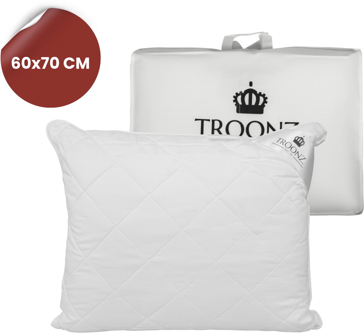 De 5 beste bamboe kussens voor een optimale nachtrust 1 Troonz® Six Bamboe hoofdkussen | Verkoelend Hoofdkussen Nekklachten | Bamboe Hoofdkussen | Ergonomisch Kussen | 60 x 70 cm - Gratis draagtas | 30 Dagen Proefslapen