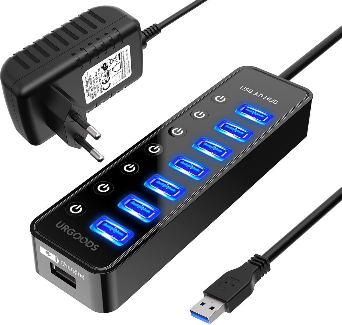 USB Hub 3.0 - 7 poorten - USB Splitter - Energiebesparende Aan/Uit Knoppen -...