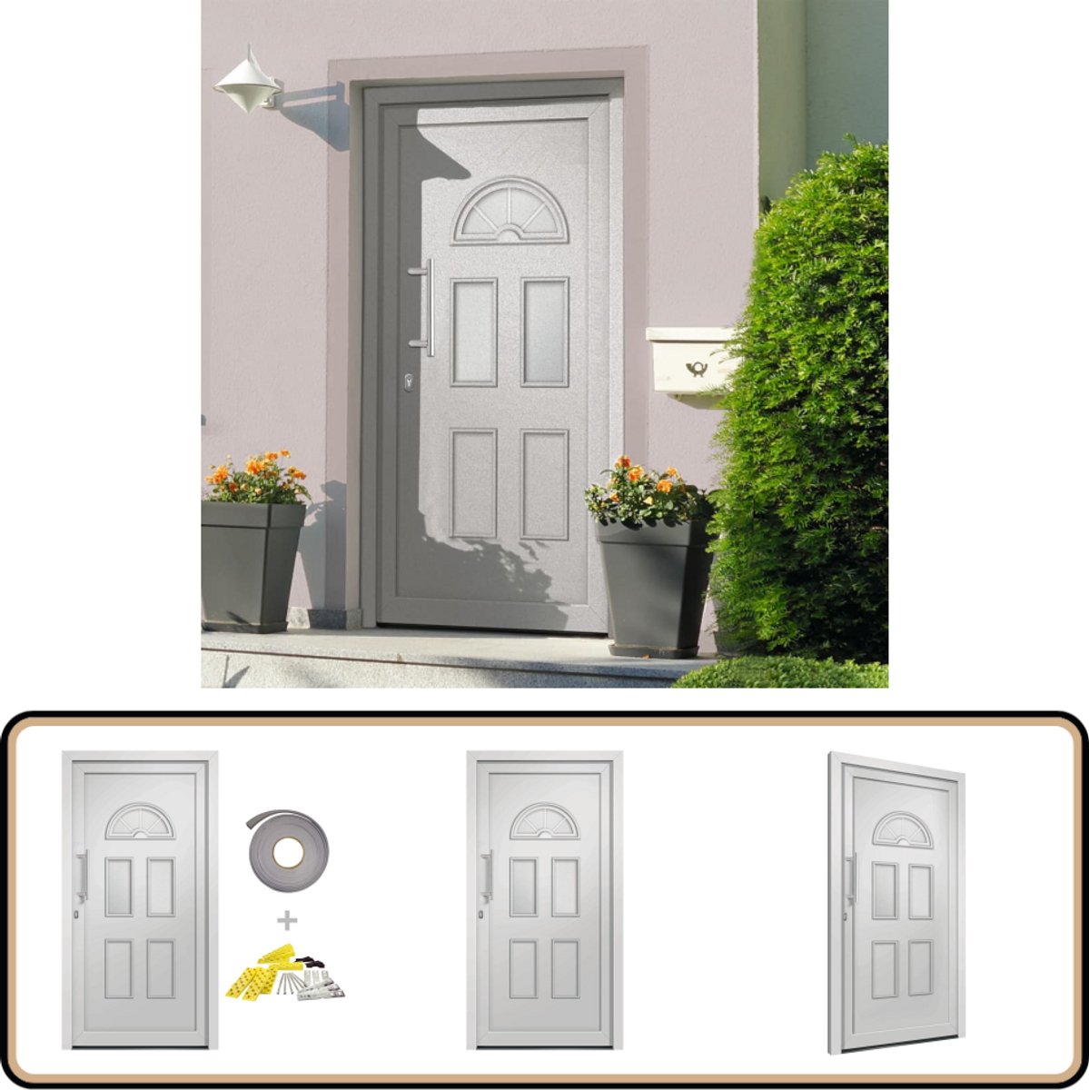 vidaXL Voordeur Wit 98x198 cm met Veiligheidsslot Toegangsdeur - Pvc Deur -...