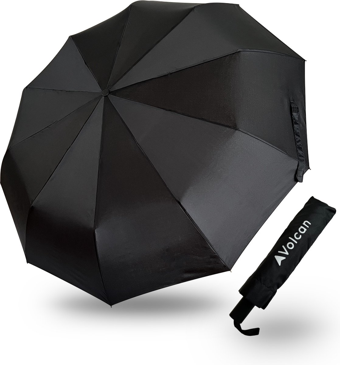 De 5 beste stormparaplus: bescherm jezelf tegen de elementen 4 Volcan Stormparaplu Opvouwbaar - Stormparaplu's - Inklapbaar - Ø 105 cm - Windproof tot 100km p/u - Grote Paraplu - Automatisch - Zwart